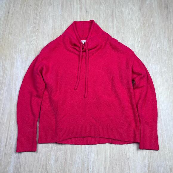 Lou & Grey Neon Pink Funnel Neck Oversized Cozy Knit Pullover Sweater Small - Picture 1 of 13